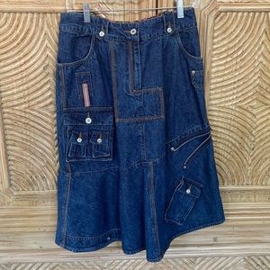 NEW OILILY BLUE DENIM SKIRT EMBELLISHED SZ 38